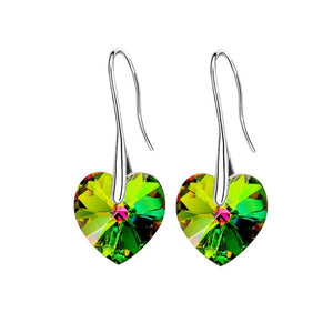 Earrings Hanging Hearts Crystals For Women Jewelry