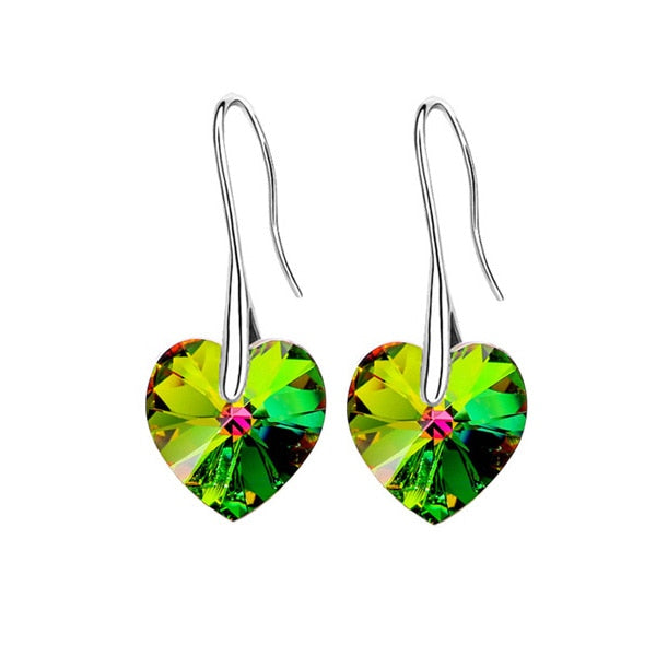 Earrings Hanging Hearts Crystals For Women Jewelry