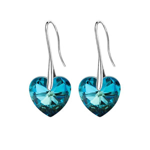 Earrings Hanging Hearts Crystals For Women Jewelry
