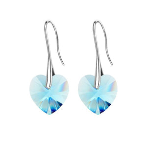 Earrings Hanging Hearts Crystals For Women Jewelry