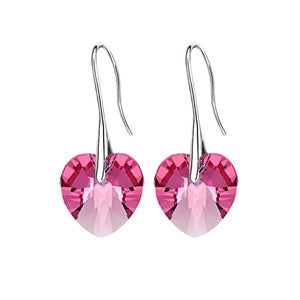 Earrings Hanging Hearts Crystals For Women Jewelry