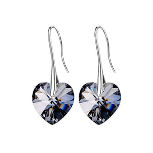 Earrings Hanging Hearts Crystals For Women Jewelry