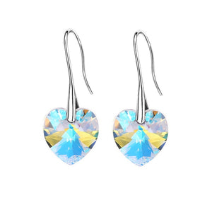 Earrings Hanging Hearts Crystals For Women Jewelry