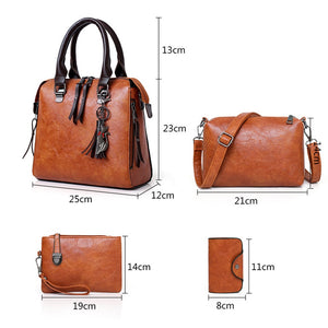 Leather Shoulder Messenger Bag Tote Bag Bolsa 4pcs/Set