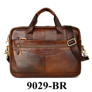 Men's Cowhide Leather Briefcase Luxury Business Messenger Bags Laptop