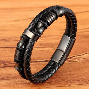 Men's Fashion Gift Black Leather Bracelets DIY Combination Gift