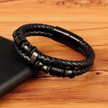 Load image into Gallery viewer, Men&#39;s Fashion Gift Black Leather Bracelets DIY Combination Gift
