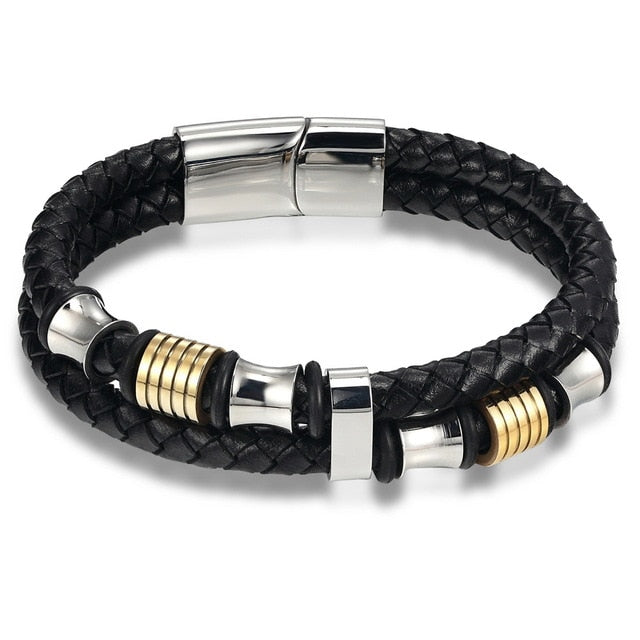 Men's Fashion Gift Black Leather Bracelets DIY Combination Gift