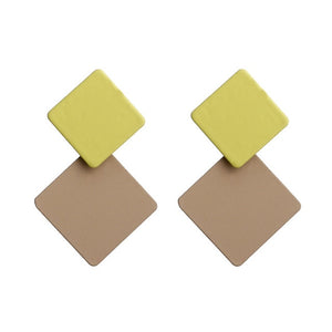 new paint geometric square earrings exaggerated fashion