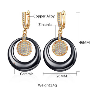 Luxury Black White Ceramic Earrings