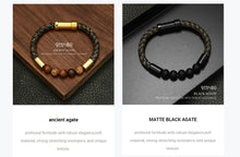 Load image into Gallery viewer, Stainless Steel Inlay Leather Connector Bracelets
