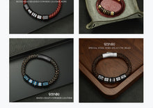 Load image into Gallery viewer, Stainless Steel Inlay Leather Connector Bracelets
