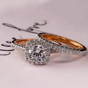 Wedding Bridal 2PCS/Sets Rings for Women Rose Gold Color