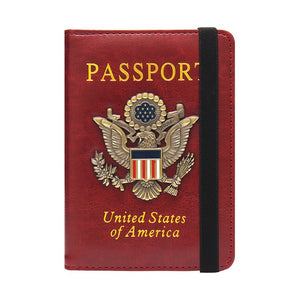 USA America RFID Passport Covers Holder Women Men Business PU Leather ID Bank Card Storage