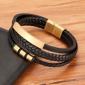 2020 New Style Hand-woven Multi-layer Combination Accessory Stainless Steel Men's Leather Bracelet Classic