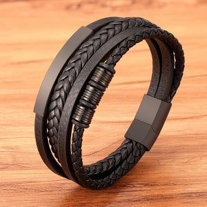 2020 New Style Hand-woven Multi-layer Combination Accessory Stainless Steel Men's Leather Bracelet Classic