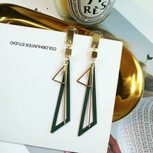 Load image into Gallery viewer, Drop Earrings For Women 2020 Geometric Triangle Long Earrings Pink Green Black Gold Earrings
