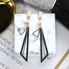 Load image into Gallery viewer, Drop Earrings For Women 2020 Geometric Triangle Long Earrings Pink Green Black Gold Earrings
