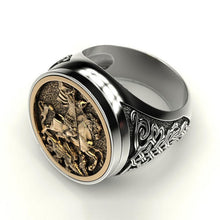 Load image into Gallery viewer, Cool Male Finger Ring Two-color Gold Metal Roman Soldier Malone
